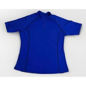 Coolibar Women's 1/4 Zip Short Sleeve Rash Guard UPF 50+‎ Shirt Large No Flaws